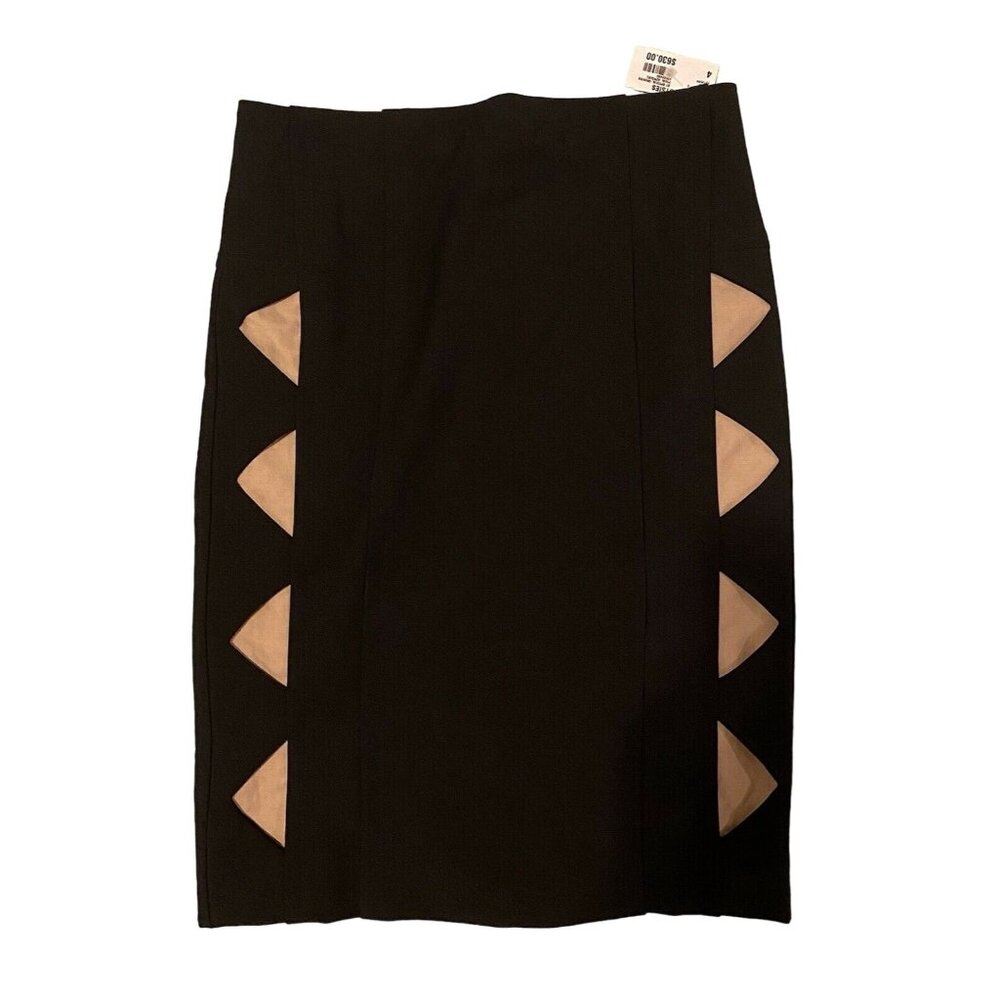 $630 NWT VTG Yigal Azrouel 4 Mini Skirt Black Bodycon Pencil Sexy Stretch Wiggle